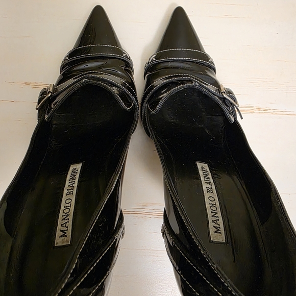 Manolo Blahnik | Black Patent Leather Pumps Sz 36 1/2 - Picture 9 of 11